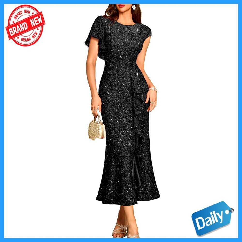Sequin Formal Dress Elegant Bodycon Slit Prom Evening Party Wear